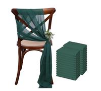 XUMKFJRE 24 Pcs 17x275cm Chiffon Chair Sashes 12 Set Sash Wedding Covers Ribbon Party Aisle Decor pour fête de Mariage, réception, Banquet(Dark Green)