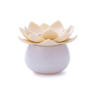 XUMKFJRE Boîte de rangement for cotons-tiges avec couvercle, porte-cure-dents, organiseur en forme de lotus, accessoires de salle de bain(Beige S No Lid)