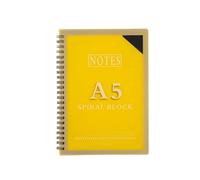 XUMKFJRE Cahier à spirales de 68 feuilles avec couverture en plastique Formats A4/A5 Pages lignées Pour la maison et le bureau(Yellow-A5)