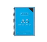 XUMKFJRE Cahier à spirales de 68 feuilles avec couverture en plastique Formats A4/A5 Pages lignées Pour la maison et le bureau(Blue-A5)