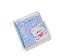 XUMKFJRE Carnet de notes étanche en PVC, 80 feuilles, joli classeur à 6 anneaux, joli Scrapbook, Journal intime(Blue Bear)