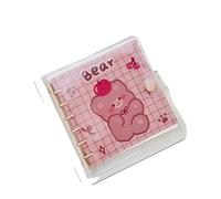 XUMKFJRE Carnet de notes étanche en PVC, 80 feuilles, joli classeur à 6 anneaux, joli Scrapbook, Journal intime(Pink Bear)