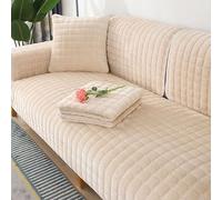 XUMKFJRE Flannel Sofa Cushion Four Seasons General Non-Slip Thickened Living Room Sofa Backrest Cover Plush Seat Cushion pour Meubles de Salon(Beige White,70x150cm 1pcs)