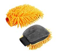 XUMKFJRE Gant de Nettoyage Auto en Microfibre imperméable, épais et Anti-Rayures, avec Brosse lustrage Cire for l'entretien Automobile pour Nettoyer et Sécher Les Voitures(Yellow)