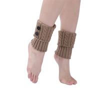 XUMKFJRE Guêtres D'hiver Pour Femmes 2 Pair Women Button Detail Pattern Crochet Knitted Soft Warm Leg Warmers, Women's Stockings & Hosiery(Khaki)