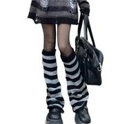XUMKFJRE Guêtres D'hiver Pour Femmes 2pair Women's Striped Leg Warmers Long Socks Knitted Leggings Winter Kawaii Arm Ankle Stripe(Black Grey)