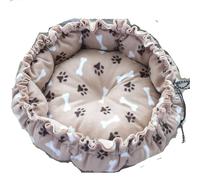 XUMKFJRE Lit Chien Coussin Double Usage Creative Soft Warm Nest for Chats et Chiots, avec Cordon de Serrage, idéal for Un lit Ajustable. pour Animaux Domestiques(Coffee Print,45cm)