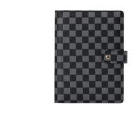 XUMKFJRE Loose-leaf Notebook Cover Stationery Hand Ledger Notebook Planner PU Leather Case For Noteook Binder Journal Binder(Chequer black,A6)