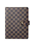 XUMKFJRE Loose-leaf Notebook Cover Stationery Hand Ledger Notebook Planner PU Leather Case For Noteook Binder Journal Binder(Chequer brown,A5)