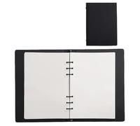 XUMKFJRE Office PU Writing Leather Card Notepad Black Minimalist Paper Leaf Inner Page Business Hand Notebook Account Loose(White Blank page)