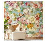 XUMKFJRE Papier peint vinyle floral aquarelle rose, peinture à l'huile, autocollant mural imperméable for décoration de salon Pour chambre, salon, couloir(Color 3,44cmx300cm)