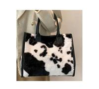 XUMKFJRE Sac fourre-tout en peluche Sac à main en peluche douce for femme, fourre-tout d'hiver imprimé léopard et vache, cuir synthétique, sous les aisselles, bandoulière pour le Shopping(Color 05)