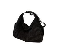 XUMKFJRE Sac fourre-tout en peluche Sac bandoulière en velours côtelé grande capacité, sac à main toile simple for femme, style minimaliste neutre pour le Shopping(Black)
