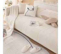 XUMKFJRE Soft Flannel Non-Slip Sofa Towel Winter Velvet Plush Quilted Sectional Sofa Cover Solid Color Couch Cover for Living Room pour Meubles de Salon(Beige-B,110x180cm 1pc)