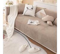 XUMKFJRE Soft Flannel Non-Slip Sofa Towel Winter Velvet Plush Quilted Sectional Sofa Cover Solid Color Couch Cover for Living Room pour Meubles de Salon(Light Coffee-A,70x180cm 1pc)