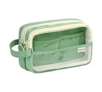 XUMKFJRE Trousse à Crayons Transparente 5 Compartiments, Grande capacité, Faire soi-même, Mignonne, multifonctionnelle, Fournitures Scolaires et de Bureau pour l'école, Le collège et Le Bureau(Green)