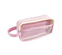 XUMKFJRE Trousse Transparente Grande capacité, Trousse à Crayons Double Couche avec Deux Compartiments for étudiants, garçons, Filles, Adolescents pour l'école, Le collège et Le Bureau(Pink1)
