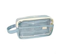 XUMKFJRE Trousse Transparente Grande capacité, Trousse à Crayons Double Couche avec Deux Compartiments for étudiants, garçons, Filles, Adolescents pour l'école, Le collège et Le Bureau(for Haze Blue)