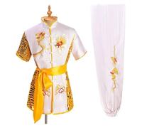 XUMKFJRE Uniforme Traditionnel de Wushu for Hommes et Femmes, Ensemble de vêtements de Kung Fu, Uniforme d'arts Martiaux, Tai Chi(White,180 cm)