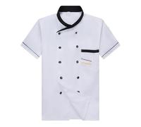 XUMKFJRE Uniformes De Chef Restaurant Occidental, Salopettes À Manches Longues Courtes Vêtements Travail For Hôtel For Hommes Et Femmes(Short white,4XL)