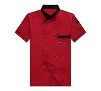 XUMKFJRE Uniformes De Chef Restaurant Occidental, Salopettes À Manches Longues Courtes Vêtements Travail For Hôtel For Hommes Et Femmes(Short red,M)