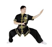 XUMKFJRE Vêtements d'arts Martiaux à Manches Courtes avec Dragon brodé, Uniformes de Tai Chi, Costumes de Kung Fu Wushu(180cm)