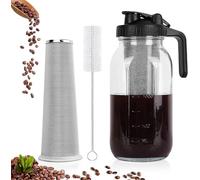 Xummi Machine à café Cold Brew - 1,8 l - Couvercle avec poignée et filtre en acier inoxydable - Pour café et thé infusés à froid - Noir