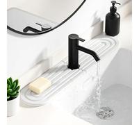 Xummi Pierre absorbante pour évier, tapis d'égouttement en pierre pour robinet en pierre, tapis de séchage en pierre à séchage rapide, plateau d'évier pour cuisine et salle de bain (elliptique, blanc