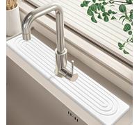 Xummi Pierre absorbante pour évier, tapis d'égouttement en pierre, tapis de séchage de cuisine, terre de diatomée à séchage rapide, plateau d'évier pour cuisine et salle de bain, blanc, 60 x 10 cm