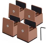 Xummi Rehausseur de meubles 5 cm, lot de 4 avec pince à vis réglable, supporte 5000 lb, rehausseurs de meubles à charge lourde pour lit, table, chaise, canapé (Marron, 5 cm)