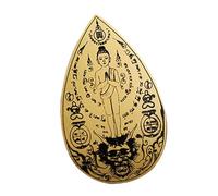 Xummpxuk de Bouddha | Carte dorée Bouddha - Écriture Runes Décoration religieuse Objets de collection, Collier Charm pour la santé, la richesse et la chance, Refer to description