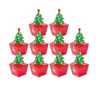 Xummpxuk Lot de 10 boîtes à biscuits de Noël en forme de sapin de Noël 3D pour décoration de Saint-Valentin, famille, anniversaire, vacances, Pâques
