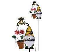 Xummpxuk Piquets de lumière solaire | Piquets de jardin solaires de nain de dessin animé | Décoration de jardin de Noël, robinet de décoration extérieure, éclairage LED étanche pour jardin, pelouse