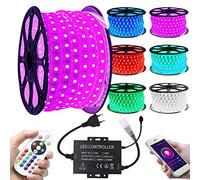 XUNATA 16M Ruban LED RGB WiFi, 220V RGB 5050 60leds/m IP65 Etanche Wifi Bandes LED Contrôlées par Téléphone Intelligent Sans Fil, Sync avec Musique pour Décorer Chambre TV Escalier Salon Noël