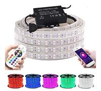 XUNATA 25M Double rangée Ruban LED RGB WiFi, 220V 5050 120leds/m WiFi Bandes LED Contrôlées par Téléphone Intelligent Sans Fil, Sync avec Musique, IP65 Etanche avec 24Key Télécommande