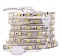 Xunata Bande LED - AC 220 V 230 V 5050 SMD - 60 LED / m - Étanche - IP65 - Flexible - Avec prise d'alimentation - Pour la cuisine, la maison, la fête - Bleu - 5 m
