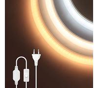 XUNATA COB Lumière au néon LED avec interrupteur, 360Leds/m IP65 étanche 230V Super Lumineux Bandeau flexible LED Light Strip au néon avec, pour Chambre, Noël, Fête, etc (Blanc naturel, 6M)