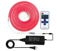XUNATA Dimmable Lumière au néon LED, 12V 2835 120leds / m imperméable à l'eau flexible LED Light Strip au néon avec télécommande à 11 clés, pour Chambre, Noël, Fête, etc (Rouge, 1M)