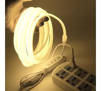 XUNATA Dimmable Lumière au néon LED COB avec Fonction Minuterie, 230V 240LEDs/m Super Lumineux Ruban Led Flex Néon Bande Led, IP65 Etanche Autocollant Bande Lumineuse (Blanc naturel, 6M)