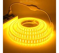 XUNATA Double rangée Jaune chaud Bande de LED, 220V 2835 SMD 180leds / m IP65 imperméable à l'eau flexible LED Light Strip pour Home Lighting Decor LED bande lumineuse (Jaune, 10M)