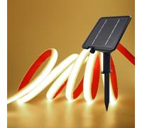 XUNATA Lumière au néon LED Solaire, Bande LED COB IP65 Etanche Néon Extérieur, 8 modes, 320 LEDS/M Flexible Bande lumière pour Clôture, Jardin & Cour (Blanc naturel, 7M)