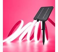 XUNATA Lumière au néon LED Solaire, Bande LED COB IP65 Etanche Néon Extérieur, 8 modes, 320 LEDS/M Flexible Bande lumière pour Clôture, Jardin & Cour (Rose, 8M)