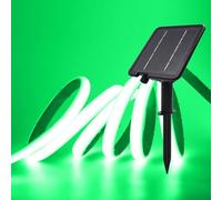 XUNATA Lumière au néon LED Solaire, Bande LED COB IP65 Etanche Néon Extérieur, 8 modes, 320 LEDS/M Flexible Bande lumière pour Clôture, Jardin & Cour (Vert, 0.5M)