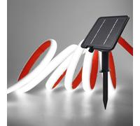 XUNATA Lumière au néon LED Solaire, Bande LED COB IP65 Etanche Néon Extérieur, 8 modes, 320 LEDS/M Flexible Bande lumière pour Clôture, Jardin & Cour (Blanc, 9M)