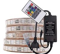XUNATA Ruban à LED RGB, 220V 230V 5050 120leds / m IP65 étanche, Non Auto-adhésif, Strip Flexible de Bande LED pour Chambre, Bar, Fête, Mariage, Jardin, déco de Noël (1M)