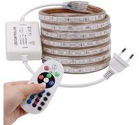XUNATA Ruban à LED RGB, AC 220V 230V 5050 60leds / m IP65 étanche, Strip Flexible Bande, LED Strip Light avec changement de 24 Touches Télécommande (5M)
