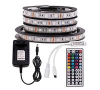 XUNATA Ruban LED 12V 5050 RGB Bande LED Kit Bande Lumineuse Flexible Multicolore Peut-Découpé Bande Lumineuse Avec Télécommande à Infrarouge 44 Touches (Étanche IP65, 5m 300LEDs)