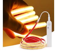 XUNATA Ruban LED COB avec Détecteur de Mouvement, 5V 320Leds/m Bande Bandeau Lumineuse LED Autocollant Etanchte IP68 Ruban LED pour Armoires, Cuisines, DIY, Escaliers (Blanc chaud, 3M)