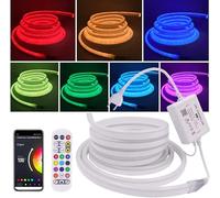 XUNATA Ruban Néon LED WiFi, RGB LED Bande Lumineuse, 230V Flexible Silicone IP65 Etanche Découpable Flexible Néon Lumière, Télécommande à 23 Touches/Commande APP (3M)