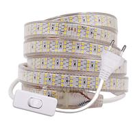 XUNATA Trois Rangées 220V SMD 2835 276leds / m LED Ruban Bande Strip, Non auto-adhésif, IP65 Etanche Flexible Bande lumière Pour Cuisine, Escalier, Maisons, Fête de Noël (Blanc, 3M)
